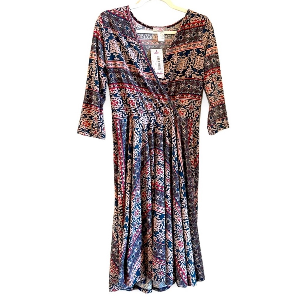 NWT Pretty Young Thing Navy & Red Aztec tribal medallion midi dress sz XL